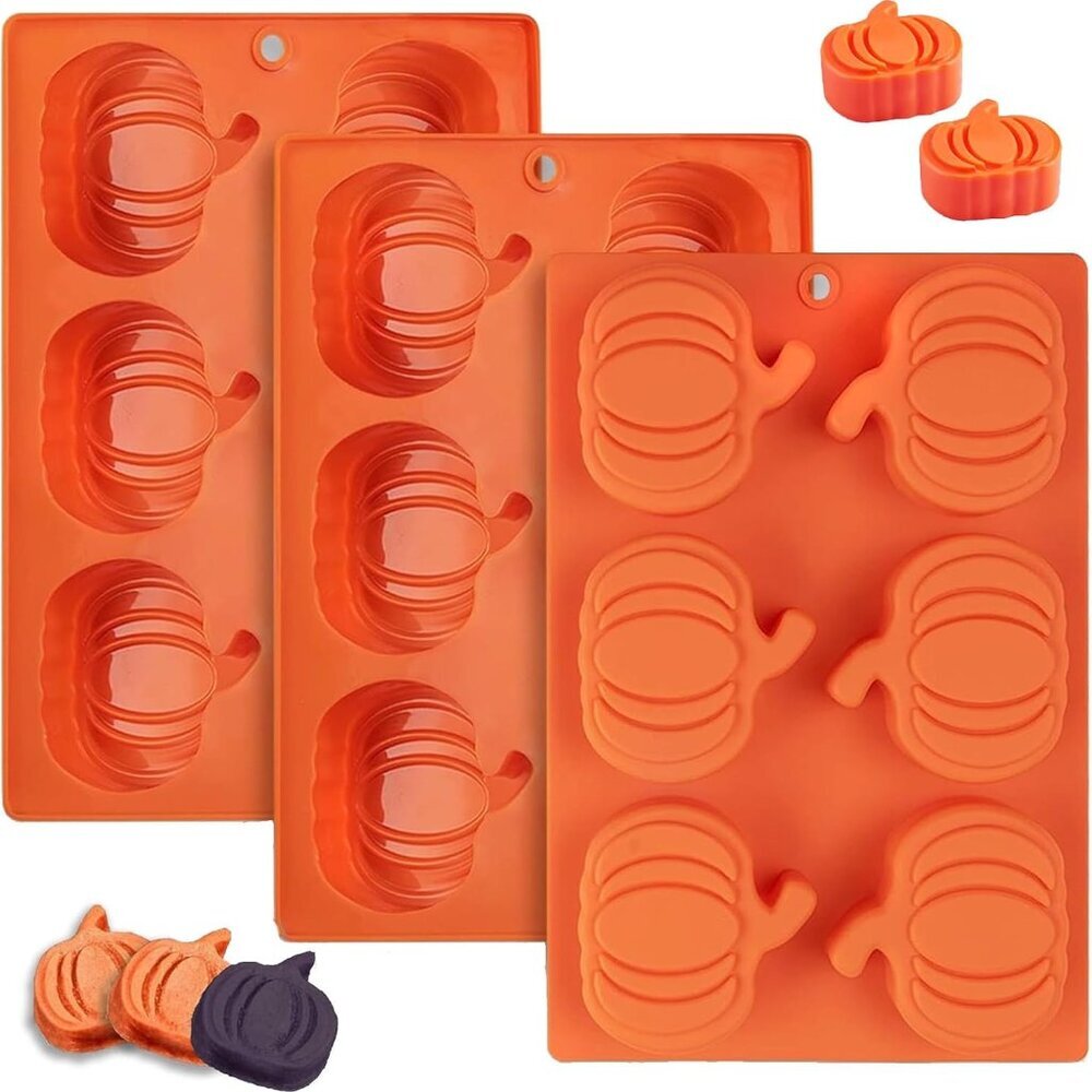 Pumpkin Muffin Mold 3 Pack Pumpkin Cake Pan Silicone Molds, Mini Cake Trays Than